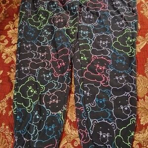 Care Bears Black Pajama Bottoms with Neon Bear Print